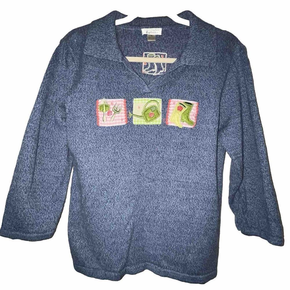 Christopher Banks Spring‎ Sweater Lot Of 2 Wmns Sz Med Cotton Blend Garden